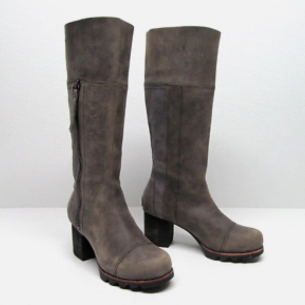 Sorel Women's Addington Gray Distressed Leather Knee High Boots Size 6 NWOT Moto - Picture 11 of 11